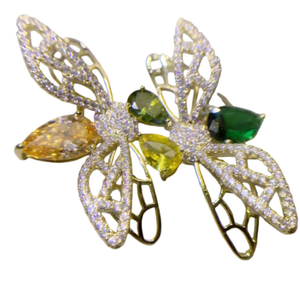 Copper alloy enamel brooch, light luxury, fashionable, simple, exquisite, sweet, elegant, fully diamond-encrusted