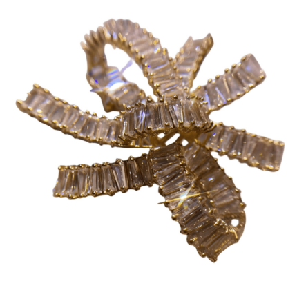 Copper alloy synthetic zircon brooch, light luxury and high-end, inlaid with full diamonds, luxurious and ultra-shiny, exquisite [elf ribbon]