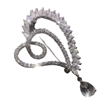 Alloy imitation crystal brooch, light luxury, fashionable, versatile, designer, exquisite, fully diamond-encrusted, cute