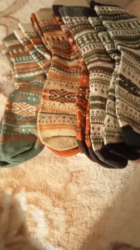 Autumn/Winter Mid-Calf Socks: Retro Boho Native Striped Knit Tights for Women photo review