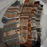 Autumn/Winter Mid-Calf Socks: Retro Boho Native Striped Knit Tights for Women photo review