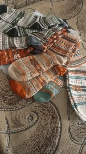 Autumn/Winter Mid-Calf Socks: Retro Boho Native Striped Knit Tights for Women photo review